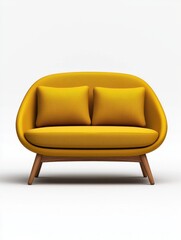 Fototapeta premium Bright yellow sofa with cushions, perfect for modern interior decor.