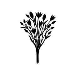 Elegant Floral Bouquet Silhouette Illustration