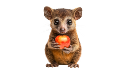 Adorable animal with red apple