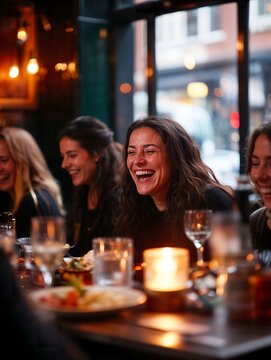 En ljus och inbjudande restaurangscen med tv&aring; glas vin p&aring; ett rustikt tr&auml;bord, omgiven av varm belysning och en mysig atmosf&auml;r.