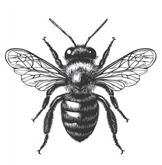 Obraz premium Detailed handdrawn black and white illustration of a stylized bee with intricate patterns