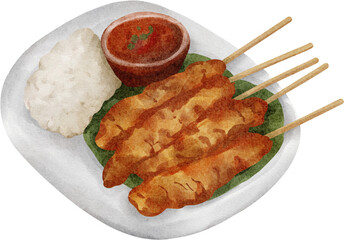 watercolor thai food