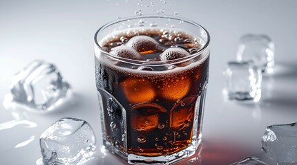 Refreshing Soda: Bubbly Delight Over Ice