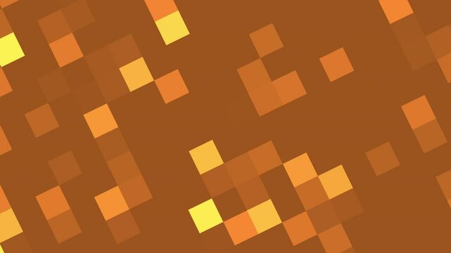 Pattern of yellow and orange squares on a brown background. Perfect for textile design, packaging, backgrounds, and digital marketing projects.