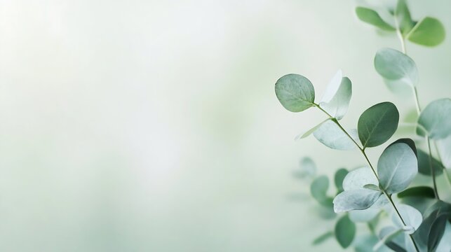 Delicate leaves with a soft green background creating a serene and calming natural aesthetic : Generative AI