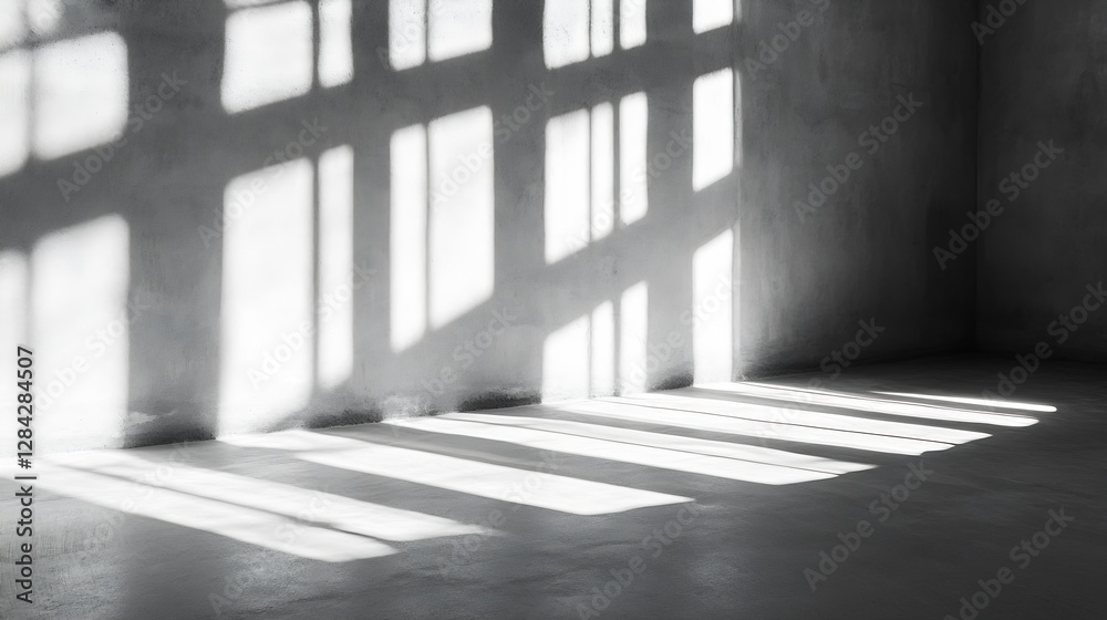 Fototapete Abstract shadows casting on a minimalistic concrete wall showcasing light patterns and textures : Generative AI