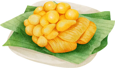 watercolor Thai dessert