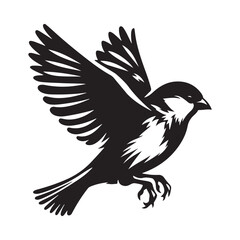 Fototapeta premium Bird Silhouette Black and White Vector Illustration