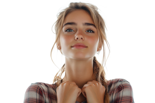 Confident young woman in studio