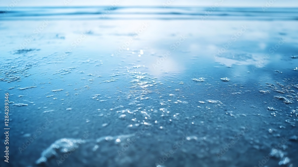 Poster tranquil seascape capturing the reflective surface of the calm ocean water under a clear sky : gener