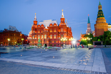 Manezhnaya Square and the National Historical Museum of Russia. Moscow