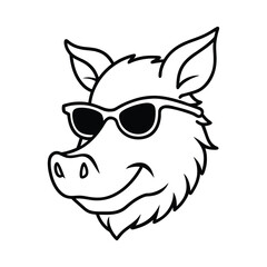 cartoon pig head  on wearing sunglass
