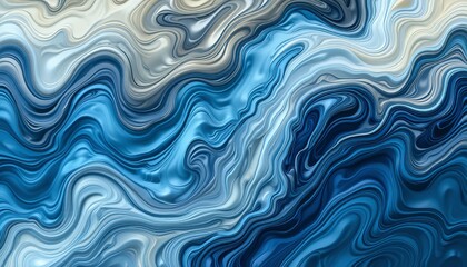 Obraz premium Flowing blue waves abstract art digital artistic calm aerial view fluidity