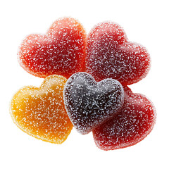 Sugar heart-shaped gummy candy on a transparent background. high resolution PNG file