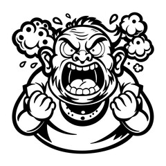 A glyph sticker of furious man shouting with anger 