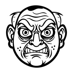 A character clenching his teeth with an angry face, glyph style sticker 