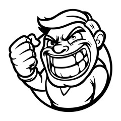 A glyph style sticker of a character with smirk