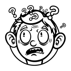 A glyph style sticker of a confused boy 