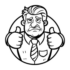 A glyph striker of a character with unenthusiastic expression 