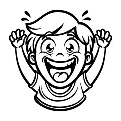 A kid with joyful expressions, glyph style sticker