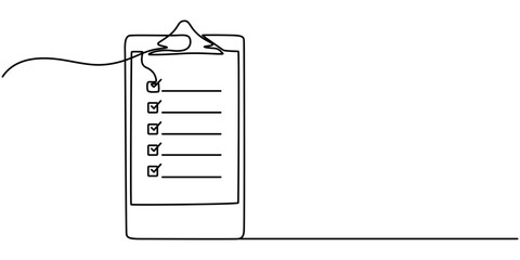 Continuous Line Drawing of Checklist Icon. Hand Drawn Symbol Vector Illustration, Continuous Line Drawing of Checklist Icon. Hand Drawn Symbol Vector Illustration, Continuous one line drawing of clip.