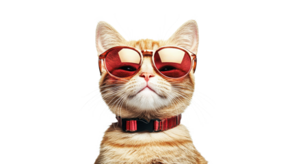 Cat wearing sunglasses strikes a cool pose