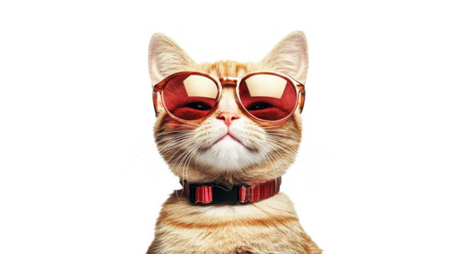 Cat wearing sunglasses strikes a cool pose