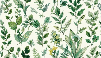 Fototapeta premium Botanical illustration of leafy greens studio digital art minimalist close-up nature concept