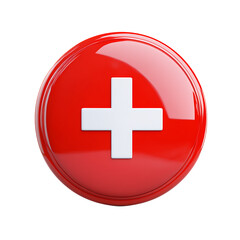 Obraz premium Red Medical Icon with White Cross PNG Against Transparent Background for Healthcare Branding, Medical Logos, or First Aid Illustrations