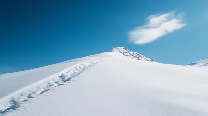 Breathtaking winter landscape capturing vast snowcovered hills under a clear blue sky on a sunny day : Generative AI
