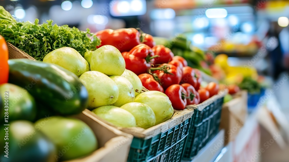Aufkleber fresh colorful vegetables displayed in a vibrant market setting showcasing healthy eating choices : 