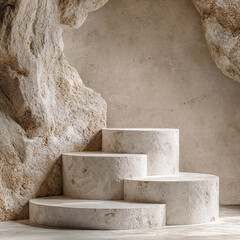 minimalist mock-up podium, made of stone 