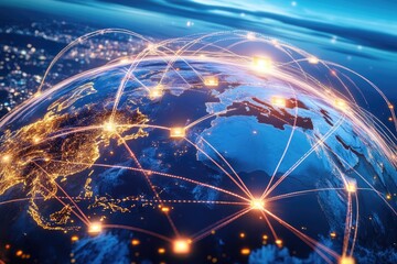 Global Network Connections Illuminating Earth