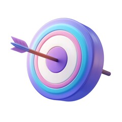 Vibrant 3D Bullseye Target Icon with Smooth Gradient and Arrows on White Background