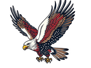 Fototapeta premium a old-school tattoo flash of an eagle isolated on a transparent background