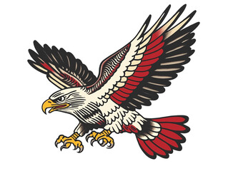 Fototapeta premium a old-school tattoo flash of an eagle isolated on a transparent background