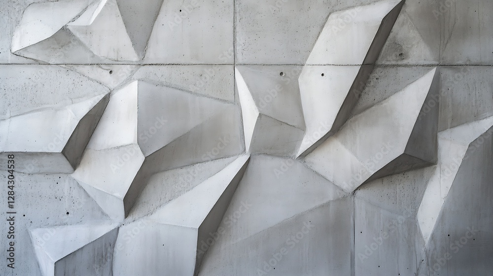 Poster Artistic concrete wall design featuring unique geometric shapes and textures in a modern architectural style : Generative AI