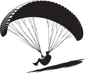 Black Color Paragliding Silhouette Vector Illustration design, Solid White Background