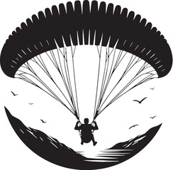 Black Color Paragliding Silhouette Vector Illustration design, Solid White Background