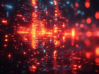 Obraz premium A Futuristic Cityscape with Neon Lights and a Dark Atmosphere