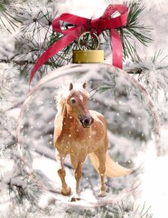 Gold Horse in a Holiday Ball 