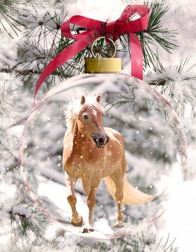 Gold Horse in a Holiday Ball 