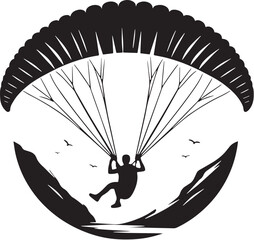Black Color Paragliding Silhouette Vector Illustration design, Solid White Background