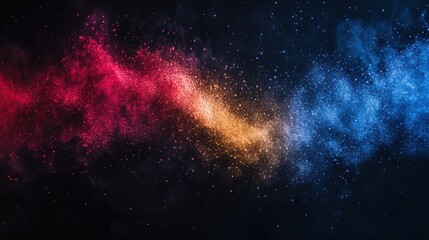 Naklejka premium Colorful Cloud of Dust and Particles in Space Against Dark Background