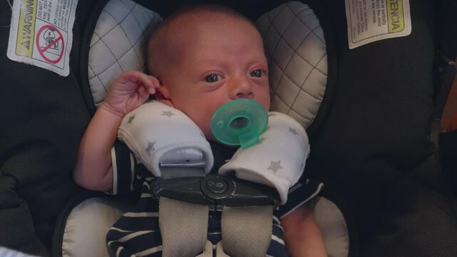 Cute New Born Baby in Car Seat