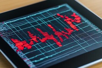 Shattered Stock Market Graph Displayed on Tablet Isolated on Background with Copy Space