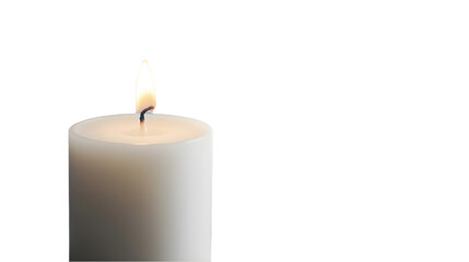 Lit Candle  White Pillar Candle  Burning Flame  Dark Background  Close up  Light  Warmth