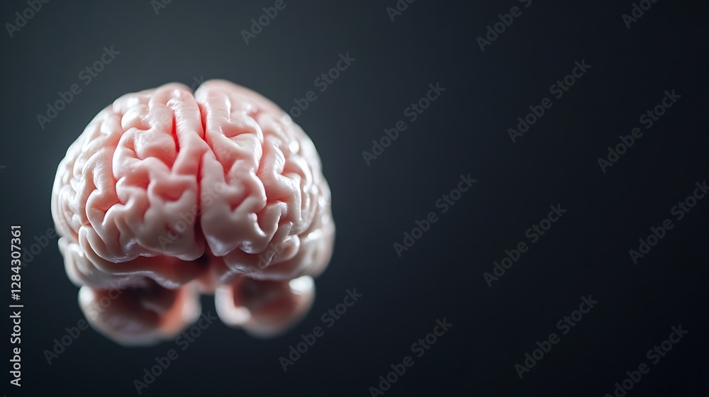 Poster Closeup view of a human brain model displaying intricate details of the cerebral structure : Generative AI