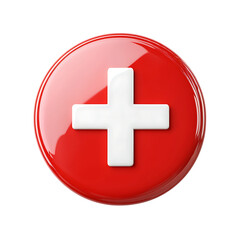 Fototapeta premium Red Medical Icon with White Cross PNG Against Transparent Background for Healthcare Branding, Medical Logos, or First Aid Illustrations