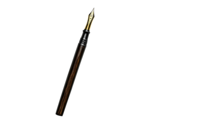 Classic fountain pen resting on white background